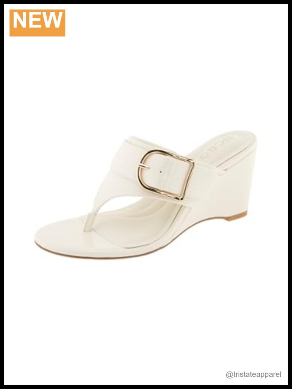 Faux Leather Wedge Sandal Round Toe Slip On